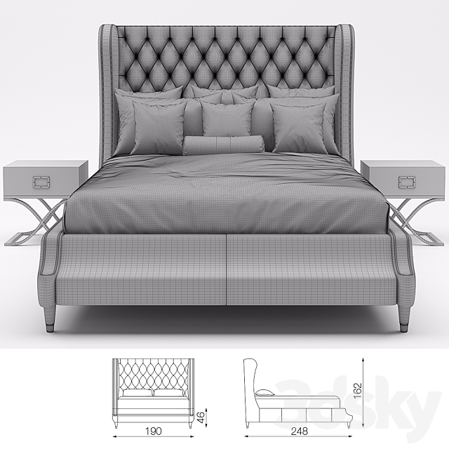 Bed Tosconova Caprice 3DS Max Model - thumbnail 3