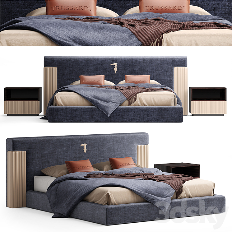 Bed trussardi DEVEN BED 3DS Max Model - thumbnail 3