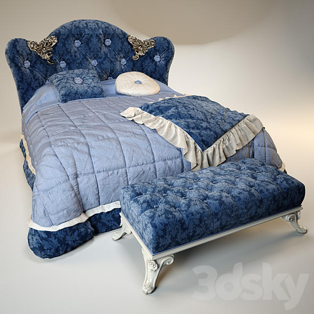 Bed VOLPI Mafalda With Ottoman 3DS Max Model - thumbnail 1