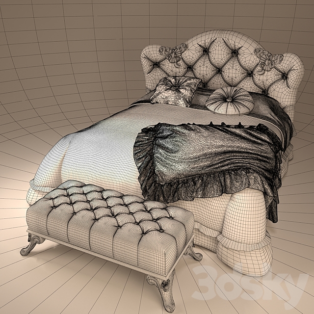 Bed VOLPI Mafalda With Ottoman 3DS Max Model - thumbnail 2