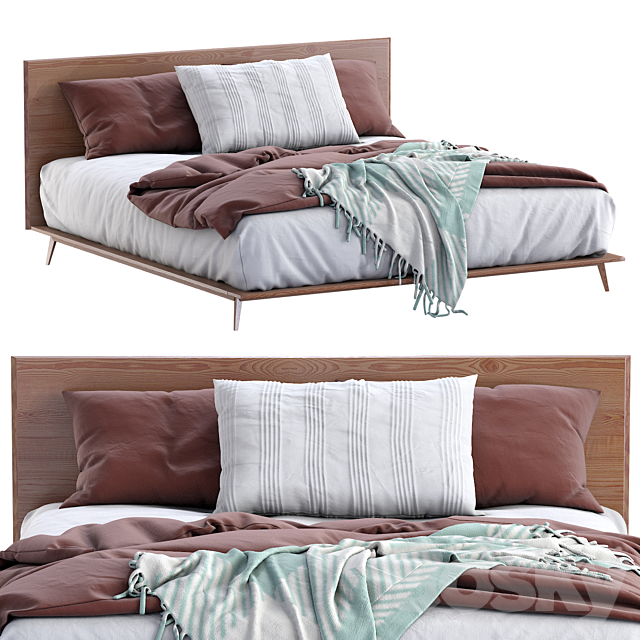 Bed Walnut By Westelm 3DSMax File - thumbnail 1