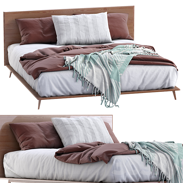 Bed Walnut By Westelm 3DSMax File - thumbnail 2