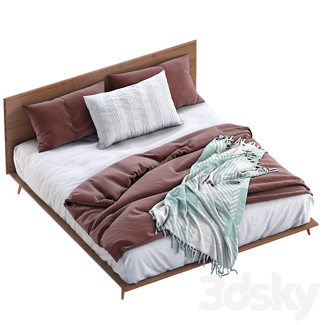 Bed Walnut By Westelm 3DSMax File - thumbnail 3