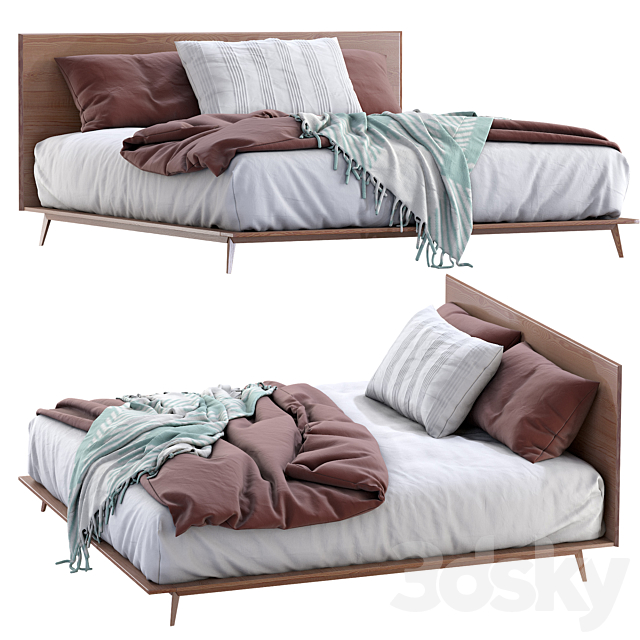 Bed Walnut By Westelm 3DSMax File - thumbnail 4