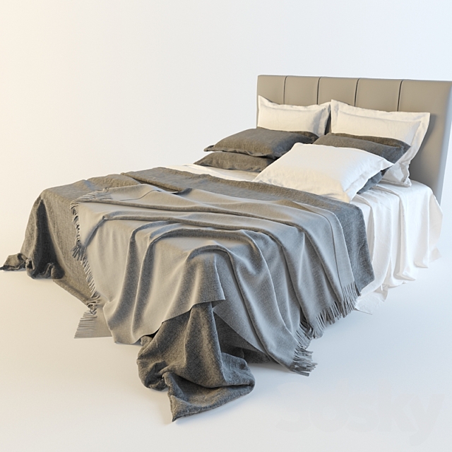 bed with a blanket 3ds Max - thumbnail 1