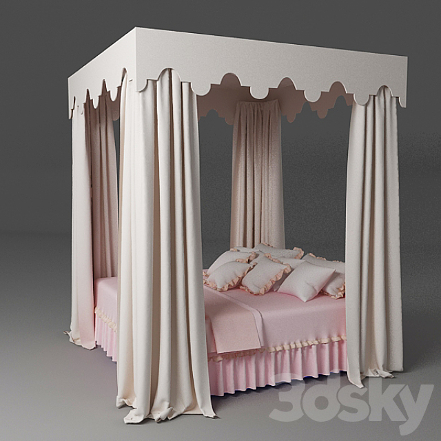 bed with a rectangular canopy 3DSMax File - thumbnail 1