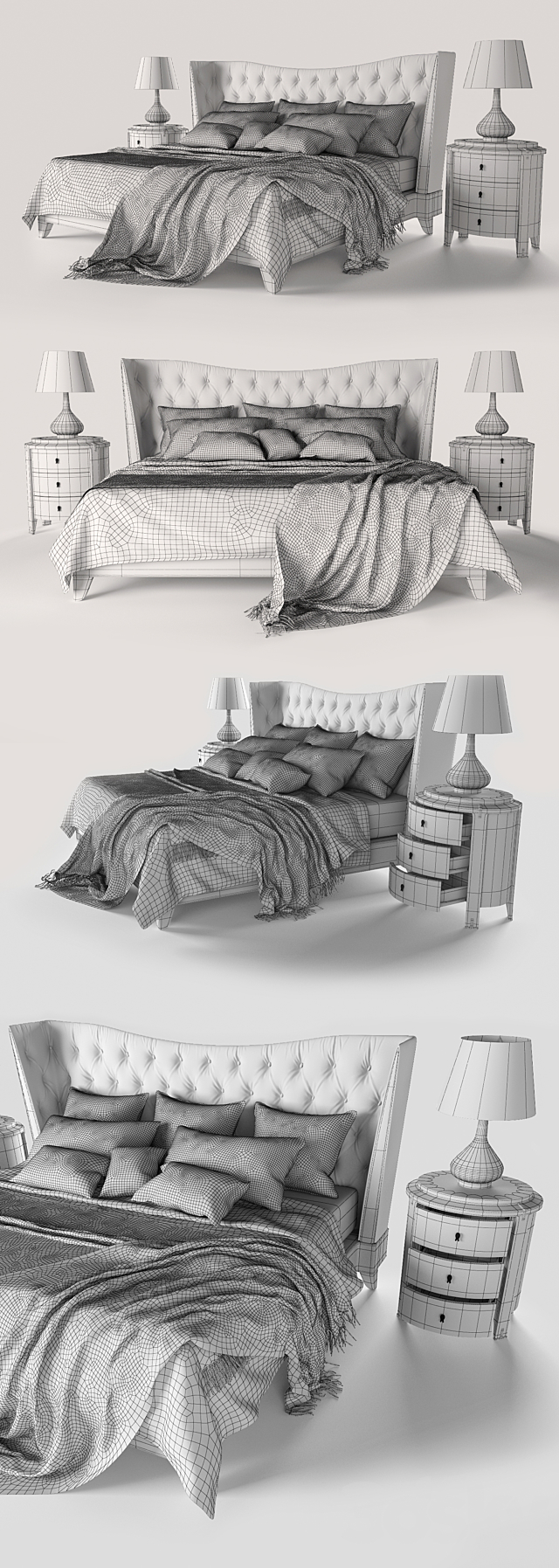 Bed with bedside tables Fratelli Barri Mestre 3DSMax File - thumbnail 3