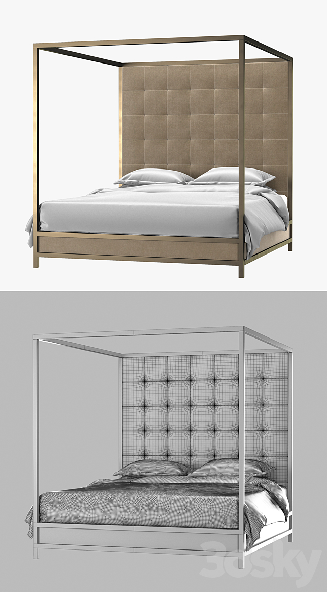 BED WITH COLUMBERS 3DSMax File - thumbnail 3