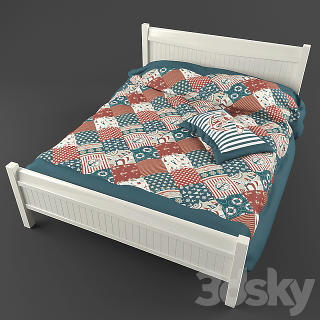 Bed with coverlet – peychvork 3DSMax File - thumbnail 1