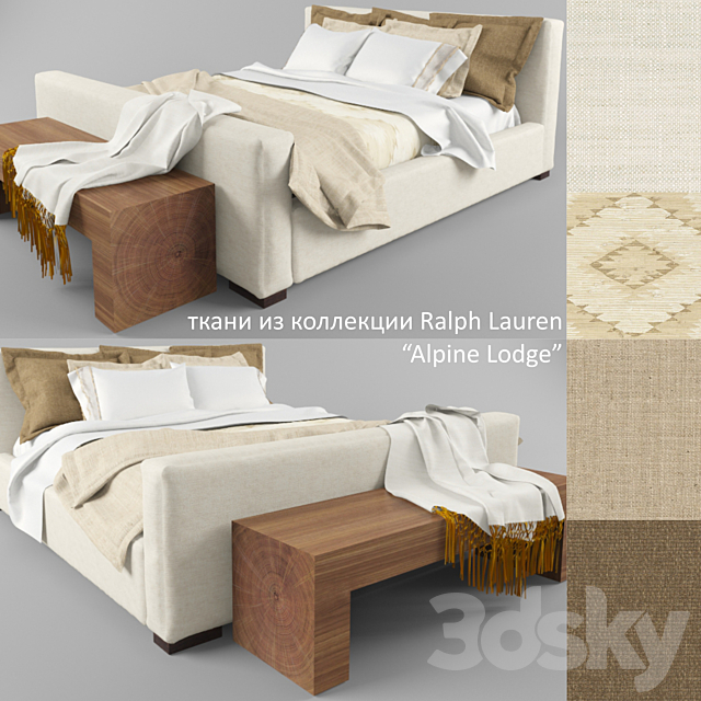 bed with linens 3DSMax File - thumbnail 1