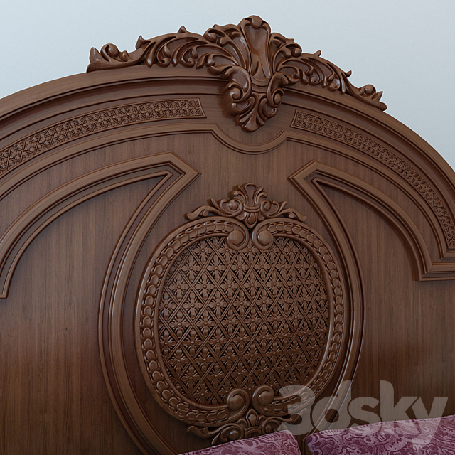 bed with pedestal 3DS Max Model - thumbnail 2