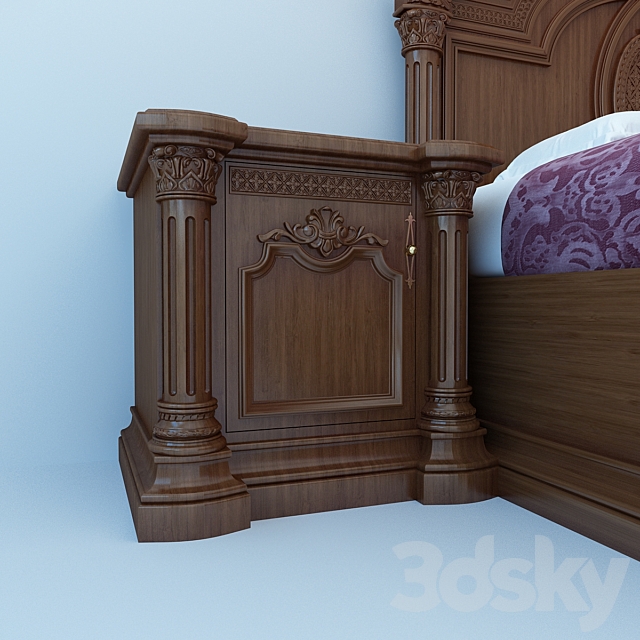 bed with pedestal 3DS Max Model - thumbnail 3