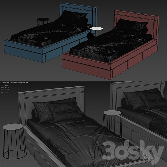 Bed031-Single Bed 3DSMax File - thumbnail 5