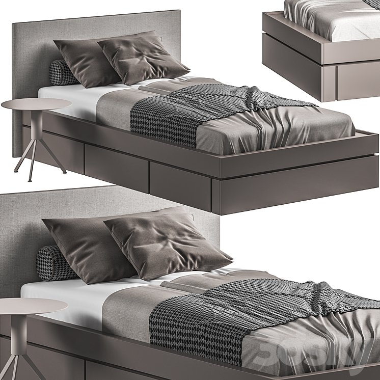 Bed032-Single Bed 3DS Max Model - thumbnail 1