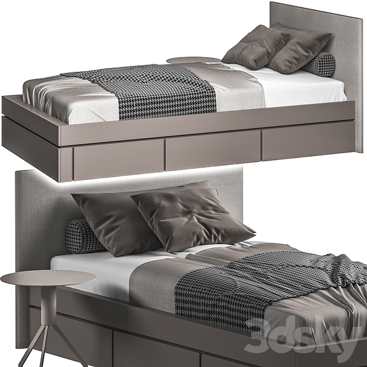 Bed032-Single Bed 3DS Max Model - thumbnail 2