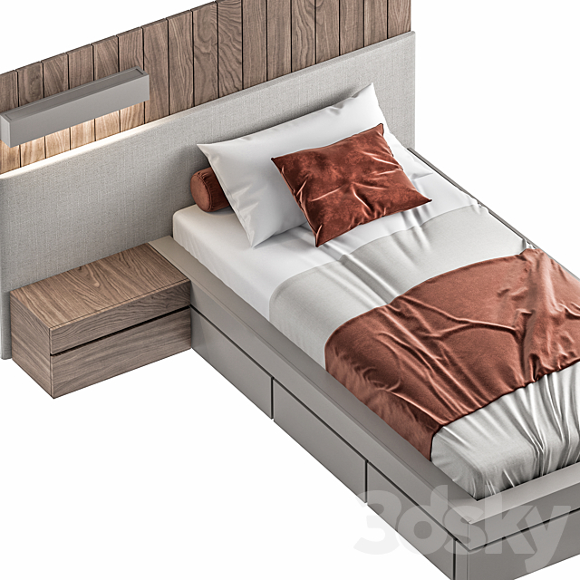 Bed033-Single Bed 3DSMax File - thumbnail 3