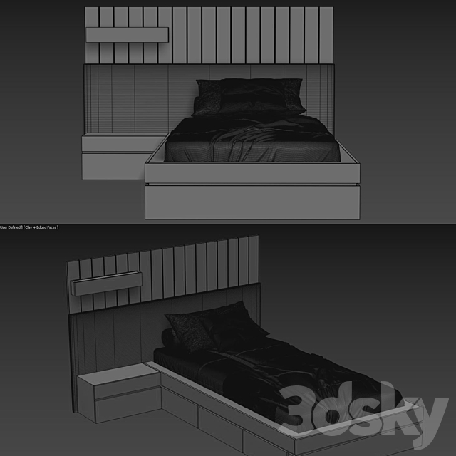 Bed033-Single Bed 3DSMax File - thumbnail 4