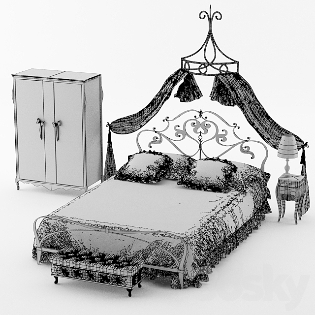 Bedroom set 3DS Max Model - thumbnail 2