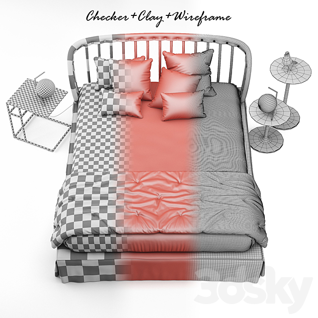 Bedroom set Twils Open Air con gonna 3DS Max Model - thumbnail 3