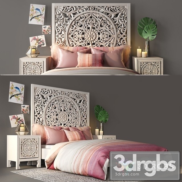 Bedside Anthropologie Bed 3dsmax Download - thumbnail 1