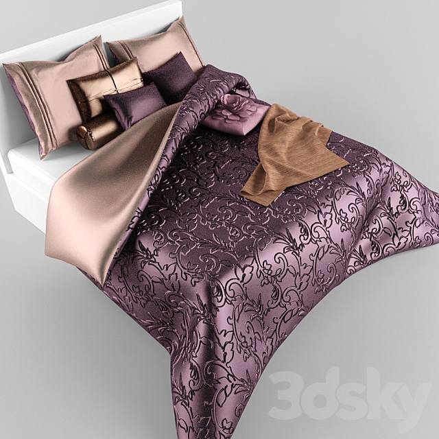 bedspread with pillows 3DSMax File - thumbnail 1