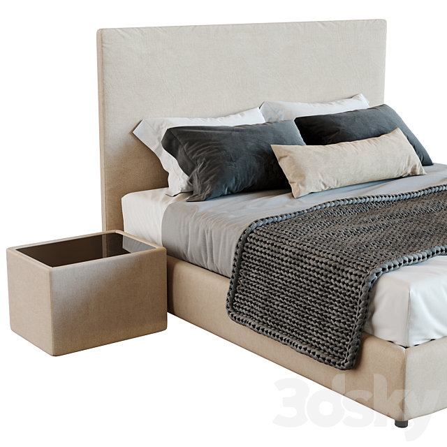 Beige Bed Linen 3DSMax File - thumbnail 3