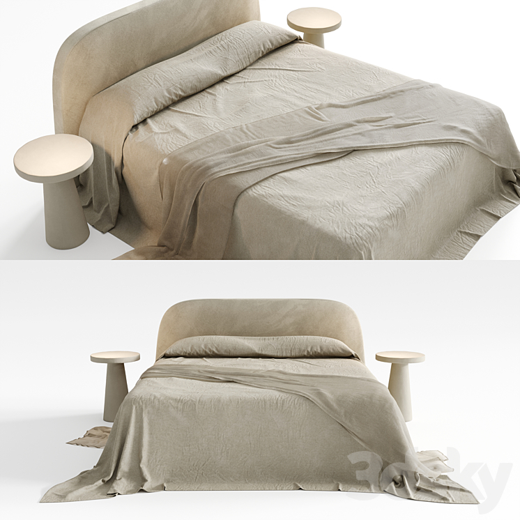 Beige bed linen Zara Home 3DS Max Model - thumbnail 2