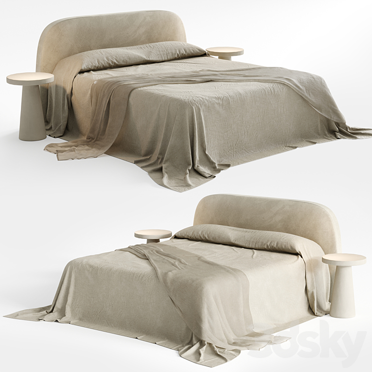 Beige bed linen Zara Home 3DS Max Model - thumbnail 3