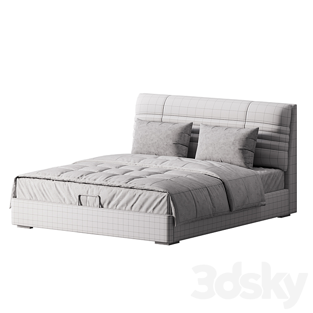 Beige Upholstered Modern Headboard 3ds Max - thumbnail 3