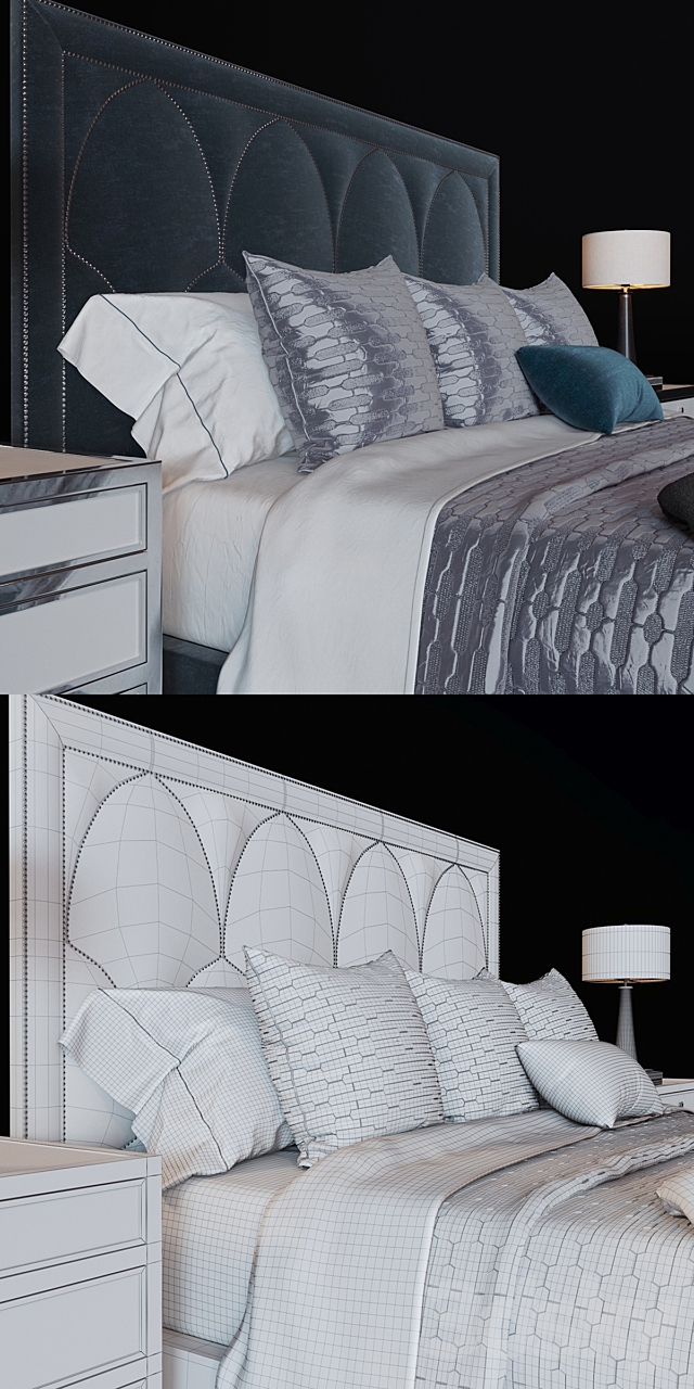 Bernhardt Regan Upholstered King Bed 3DSMax File - thumbnail 2