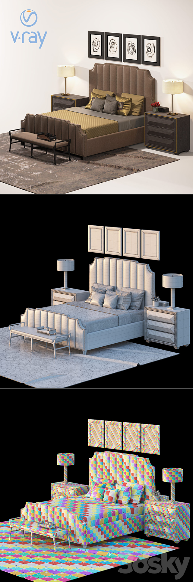 bernhardt & restoration hardware | bed set 3DSMax File - thumbnail 3