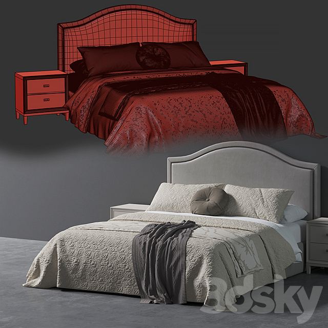 Beverly Queen Headboard Bed 3DSMax File - thumbnail 3