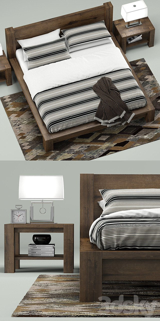 Big Sur Bed Collection Crate&Barrel 3DS Max Model - thumbnail 2