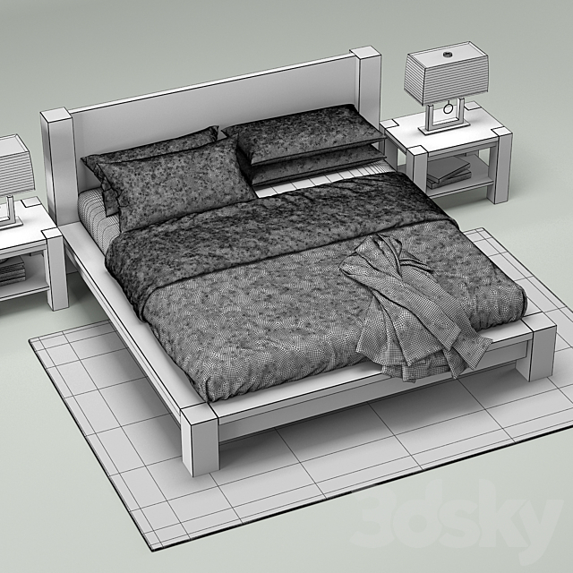 Big Sur Bed Collection Crate&Barrel 3DS Max Model - thumbnail 3