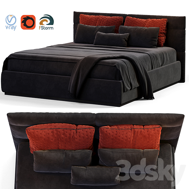 Black bed 3DSMax File - thumbnail 1