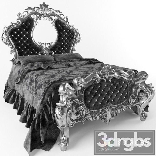 Black Classic Bed 3dsmax Download - thumbnail 1