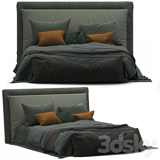 Boho style bed 3DS Max Model - thumbnail 2