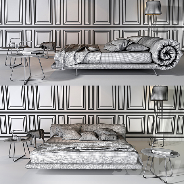 Bonaldo Blanket bed 3DS Max Model - thumbnail 2