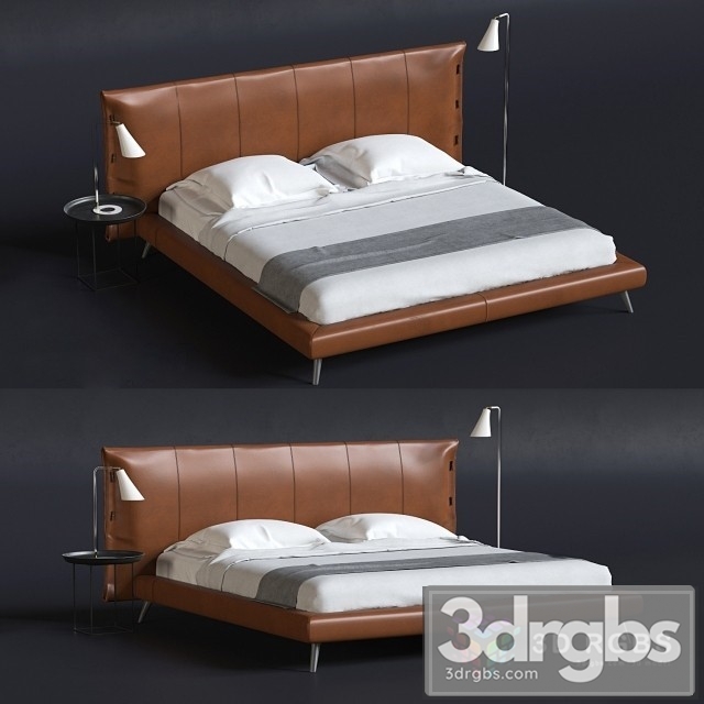 Bonaldo Cuff Brown Leather Bed 3dsmax Download - thumbnail 1