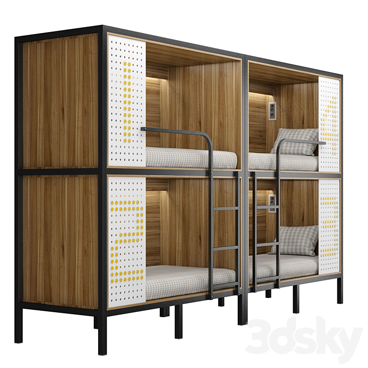 Bunk bed for hostel and dorm 3DS Max Model - thumbnail 3