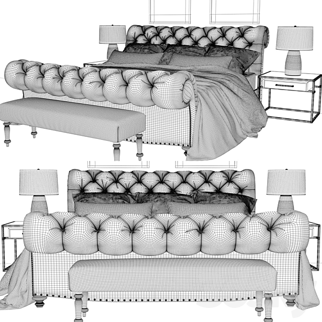 Burton eloise tufted sleigh bed 3DSMax File - thumbnail 3