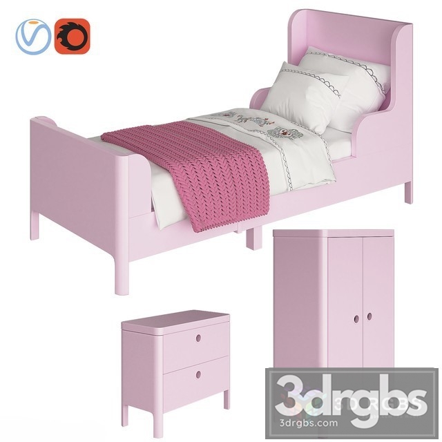 Busunge Pink Kid Bed 3dsmax Download - thumbnail 1