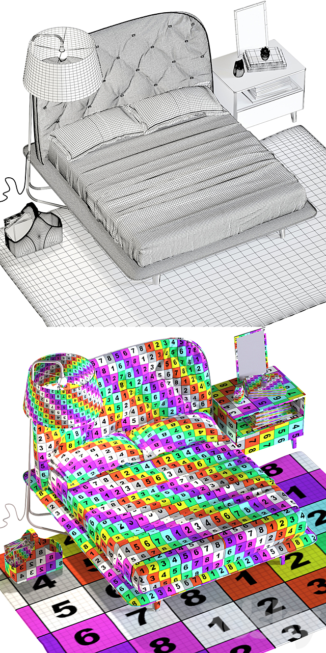 Calligaris Hampton bed 3DS Max Model - thumbnail 3