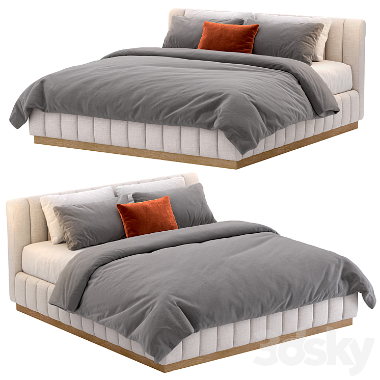 CB2 Forte White Bed 3DS Max Model - thumbnail 1