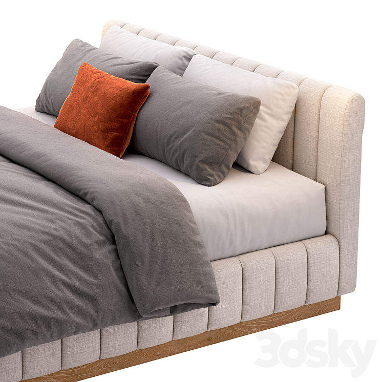 CB2 Forte White Bed 3DS Max Model - thumbnail 2