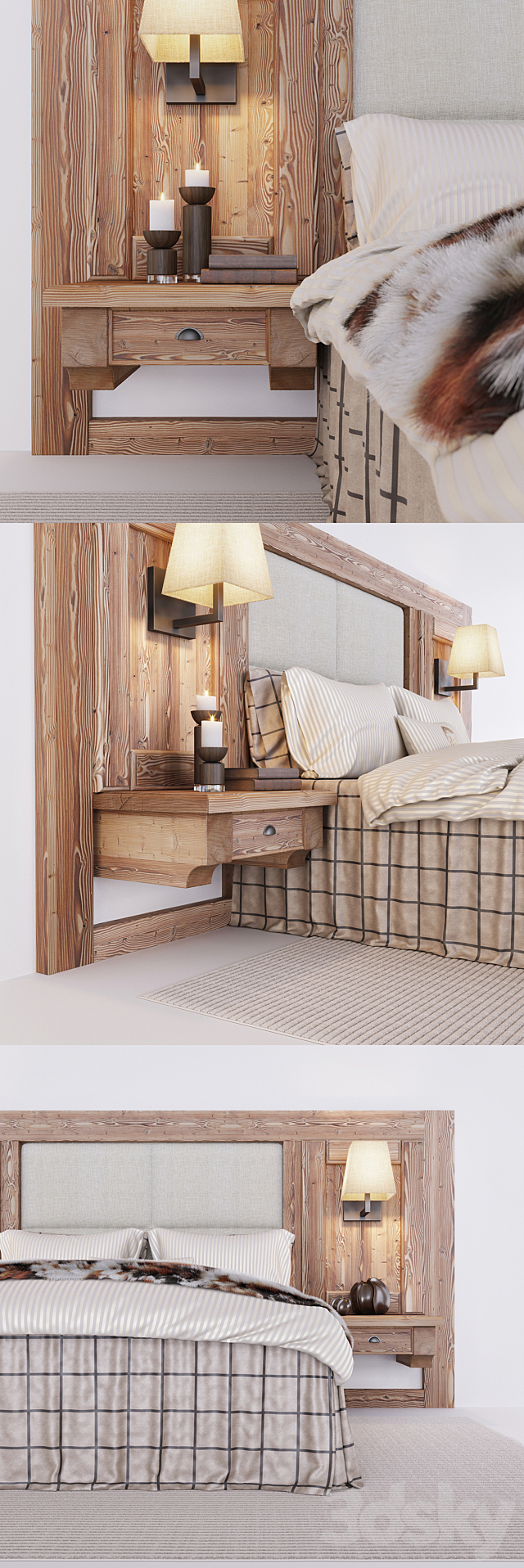 Chalet stile bed _ Bed chalet style 3DS Max Model - thumbnail 2