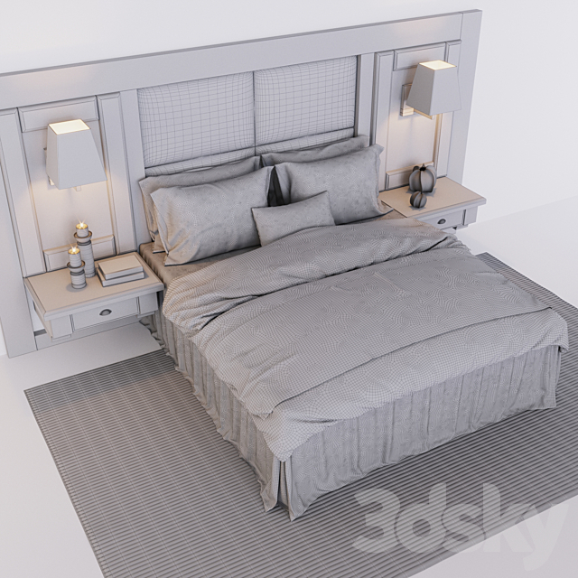 Chalet stile bed _ Bed chalet style 3DS Max Model - thumbnail 3