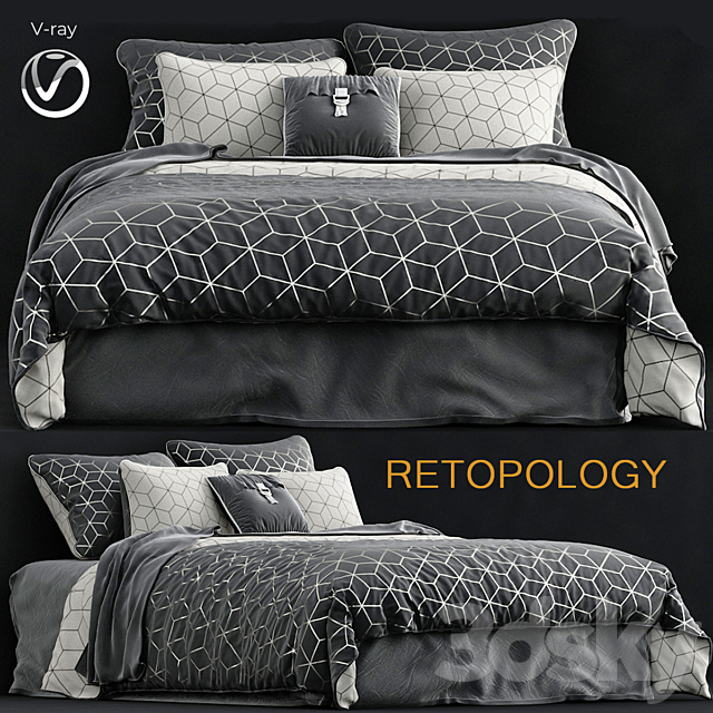 Charcoal sine quilt cover set 3DSMax File - thumbnail 1