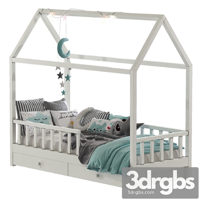 Childrens Bed With Columns 6 3dsmax Download - thumbnail 1