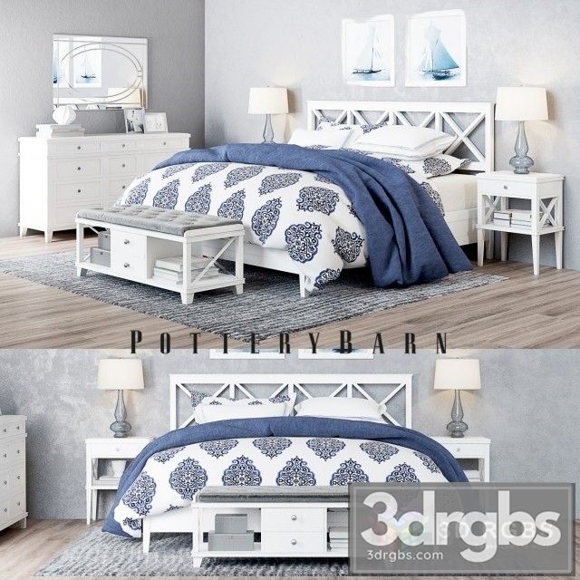 Clara Lattice White Bed 3dsmax Download - thumbnail 1